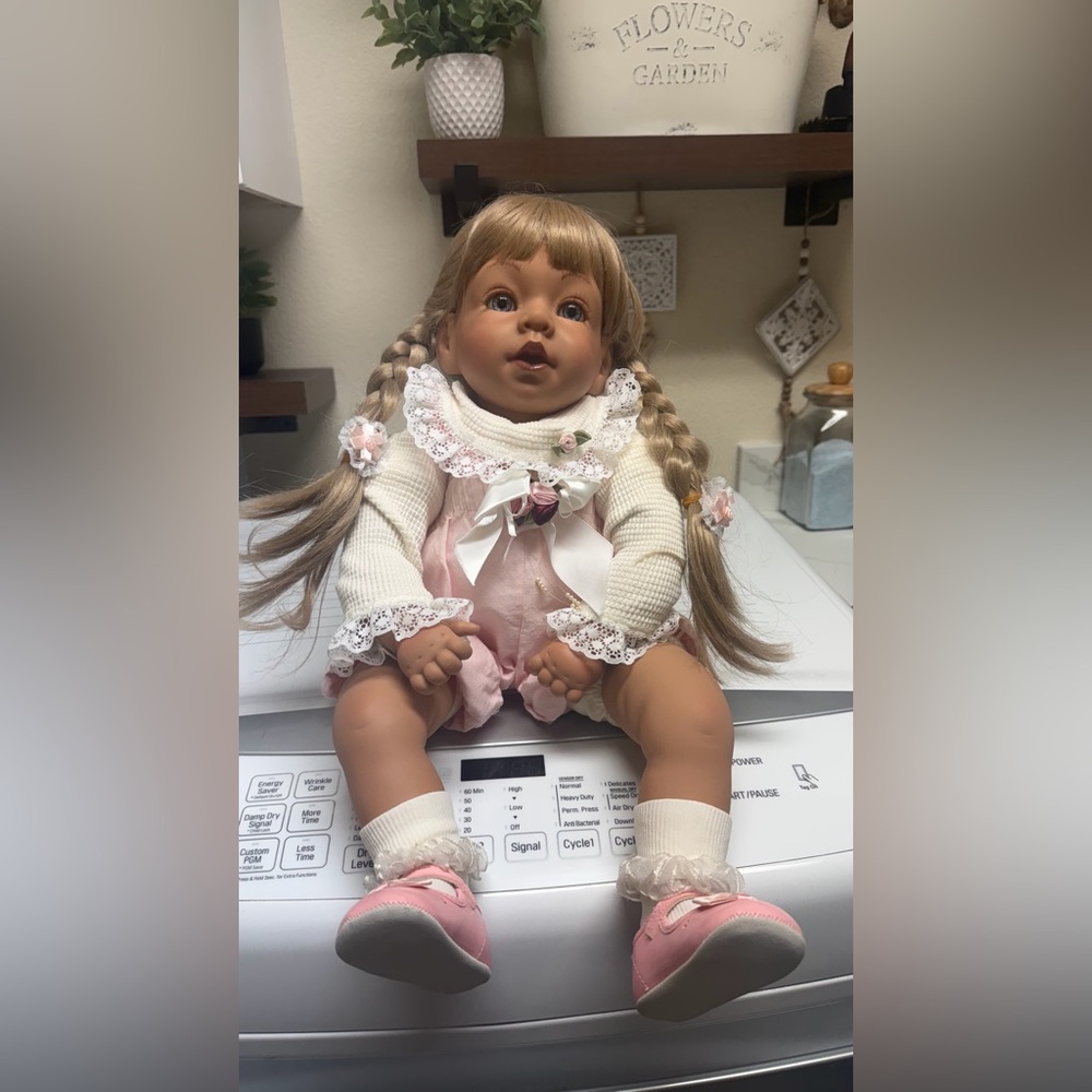 Adorable Pink and White Baby Doll Appke Valley Dolls Secrist  OOAK